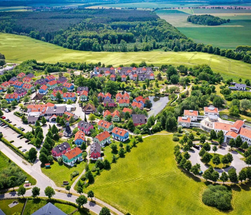 Bunte Häuser von oben